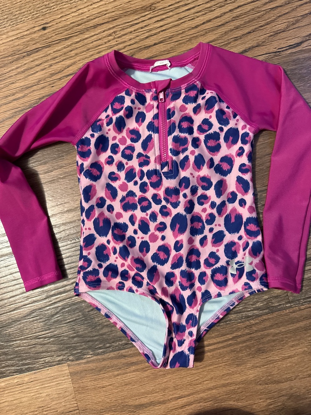 Under Armour 2T Pink Leopard Long Sleeve Rash Guard Swimsuit